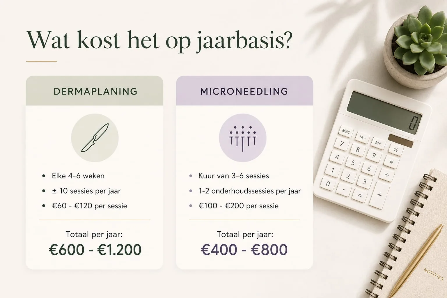 Wat kosten dermaplaning en microneedling?